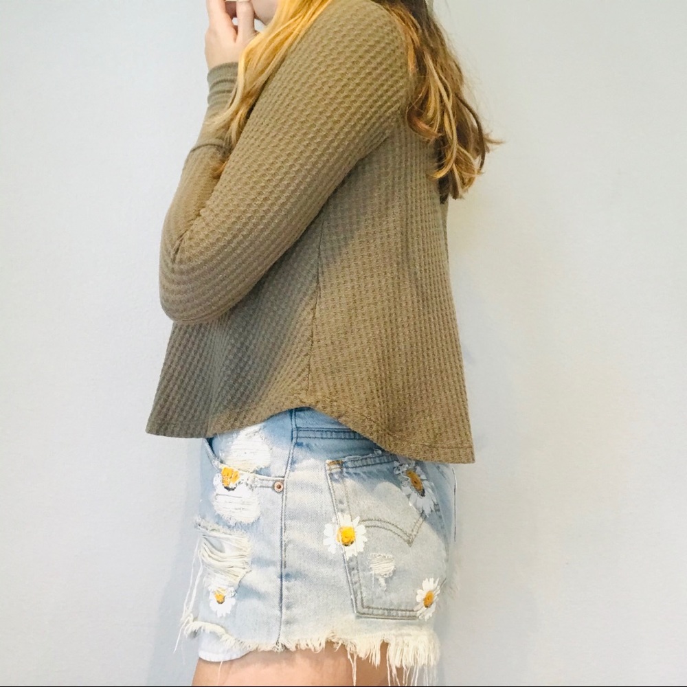 Pacsun green waffle knit cropped thermal - Picture 4 of 7